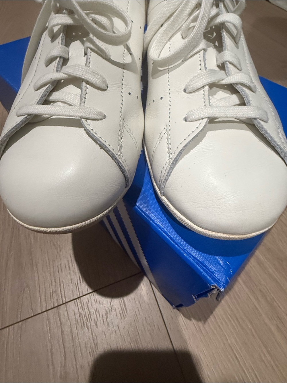 adidas Kids White Low-Top Lace-Up Sneakers with Subtle Blue Box